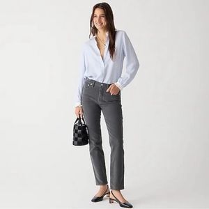 Vintage Slim Straight Pants in Garment Dyed Corduroy Sz 10/30 Tall Coal Grey